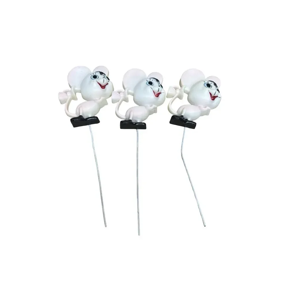 Vintage Kitschy Mice Mouse Plastic Pick Lot Cake Topper Craft Hong Kong Set of 6